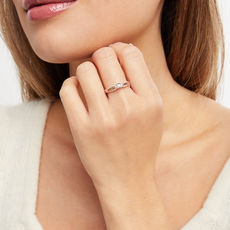 Main Image 2 of Diamond Loop Shank Promise Ring 1/6 ct tw Sterling Silver & 10K Rose Gold