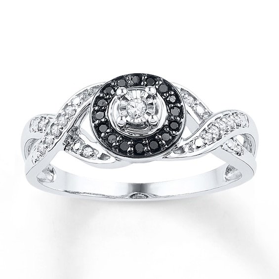 Black & White Diamonds 1/6 ct tw Round-cut Sterling Silver
