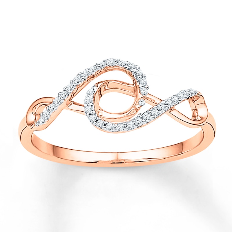 Main Image 1 of Double Infinity Ring 1/10 ct tw Diamonds 10K Rose Gold