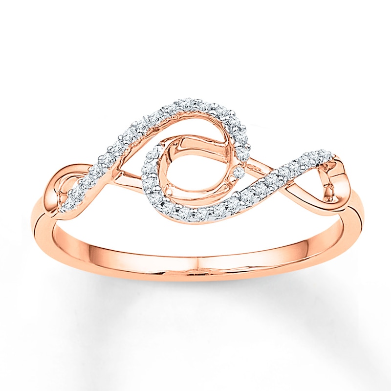 Double Infinity Ring 1/10 ct tw Diamonds 10K Rose Gold