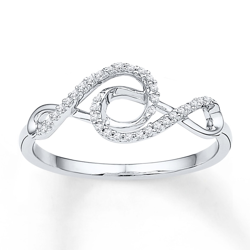 Main Image 1 of Double Infinity Ring 1/10 ct tw Diamonds 10K White Gold