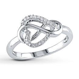 Diamond Infinity & Heart Promise Ring 1/10 ct tw Sterling Silver