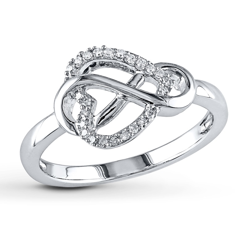 Main Image 1 of Diamond Infinity & Heart Promise Ring 1/10 ct tw Sterling Silver
