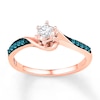 Thumbnail Image 1 of White & Blue Diamond Promise Ring 1/6 ct tw 10K Rose Gold