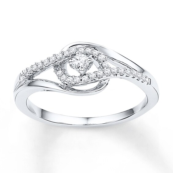 Diamond Loop Shank Promise Ring 1/5 ct tw Sterling Silver