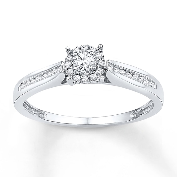 Diamond Halo Promise Ring 1/6 ct tw Sterling Silver