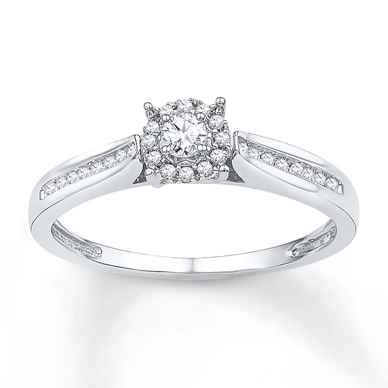 Main Image 1 of Diamond Halo Promise Ring 1/6 ct tw Sterling Silver