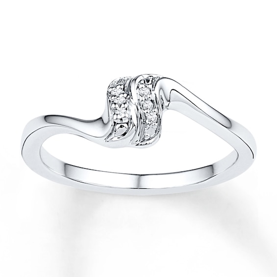 Midi Ring Diamond Accents Sterling Silver