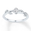 Thumbnail Image 1 of Midi Flower Ring Diamond Accents Sterling Silver