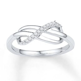 Midi Ring Diamond Accents Sterling Silver