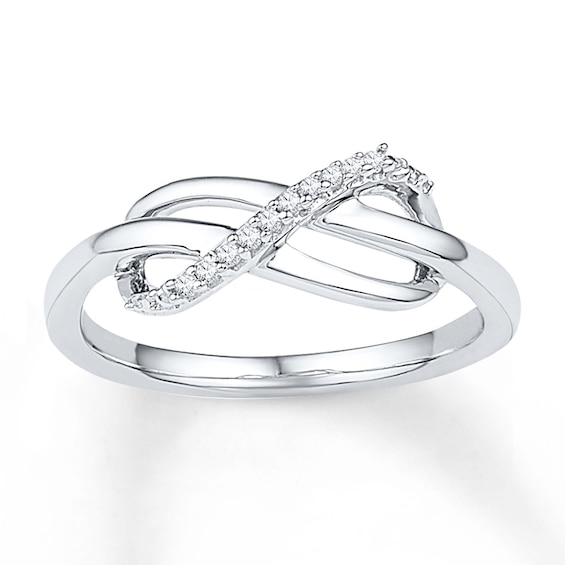 Midi Ring Diamond Accents Sterling Silver