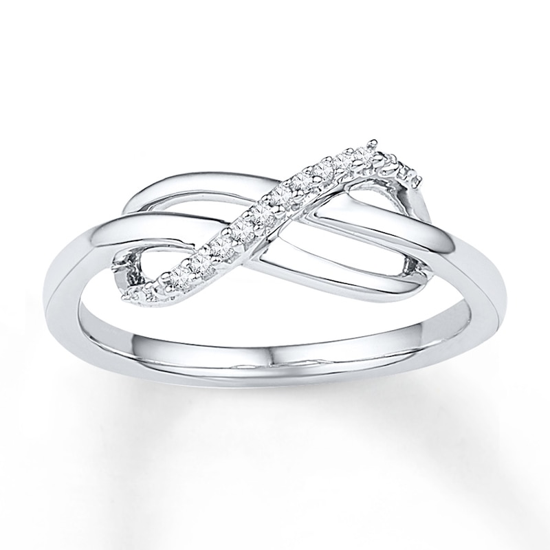 Main Image 1 of Midi Ring Diamond Accents Sterling Silver