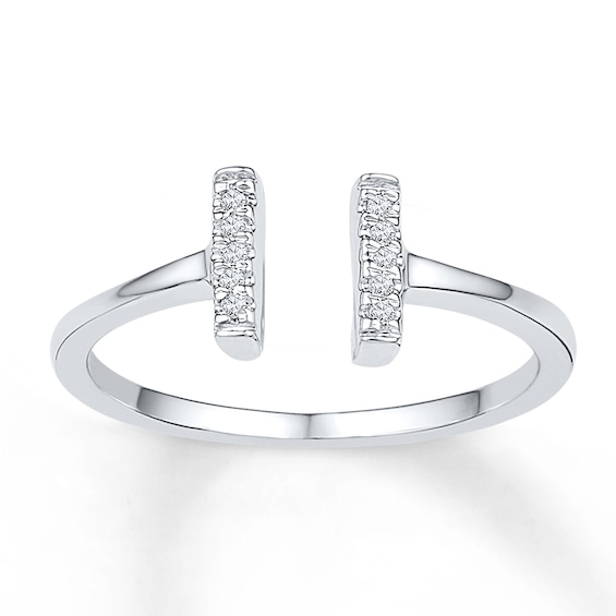 Midi Ring Diamond Accents Sterling Silver