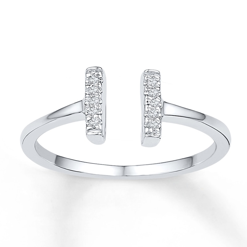 Main Image 1 of Midi Ring Diamond Accents Sterling Silver