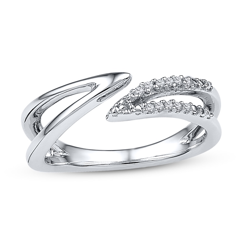 Midi Ring Diamond Accents Sterling Silver
