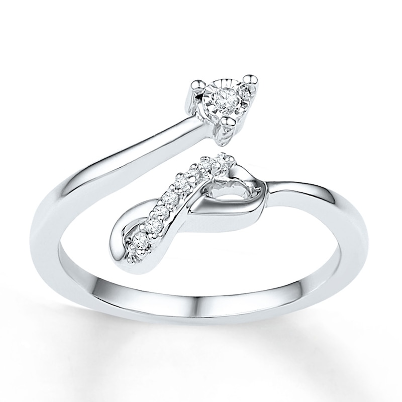 Main Image 1 of Infinity Midi Ring Diamond Accents Sterling Silver