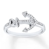 Diamond Anchor Ring 1/8 ct tw Round-cut Sterling Silver