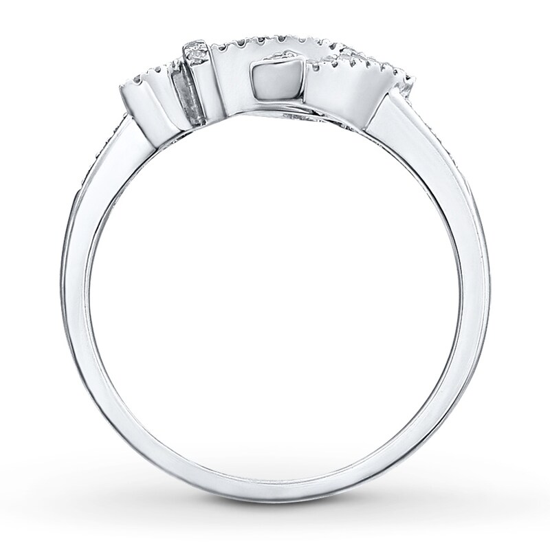 Diamond Anchor Ring 1/8 ct tw Round-cut Sterling Silver