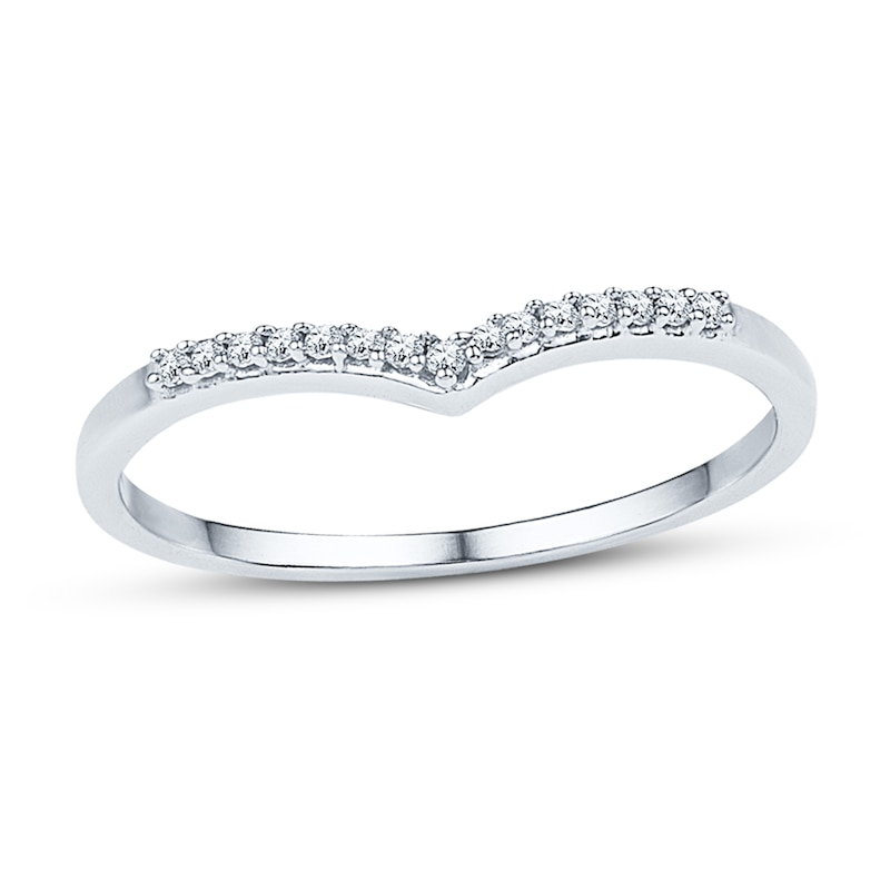 Main Image 1 of Chevron Stripe Ring 1/15 ct tw Diamonds 10K White Gold