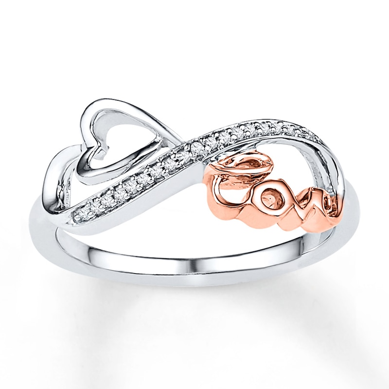 Love Infinity Ring 1/15 ct tw Diamonds Sterling Silver & 10K Rose Gold