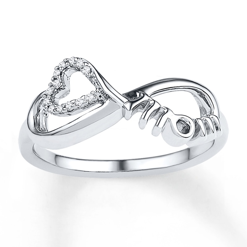Main Image 1 of Mom Infinity Ring 1/20 ct tw Diamonds Sterling Silver