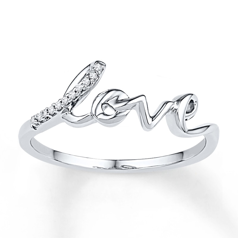 Main Image 1 of Love Ring Diamond Accents Sterling Silver