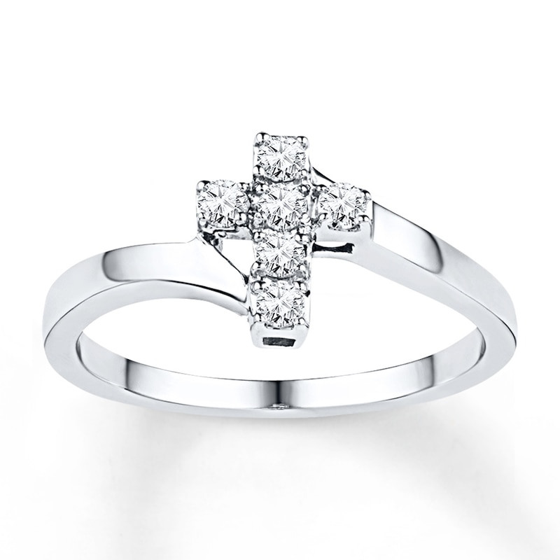 Cross Ring 1/5 ct tw Diamonds Sterling Silver