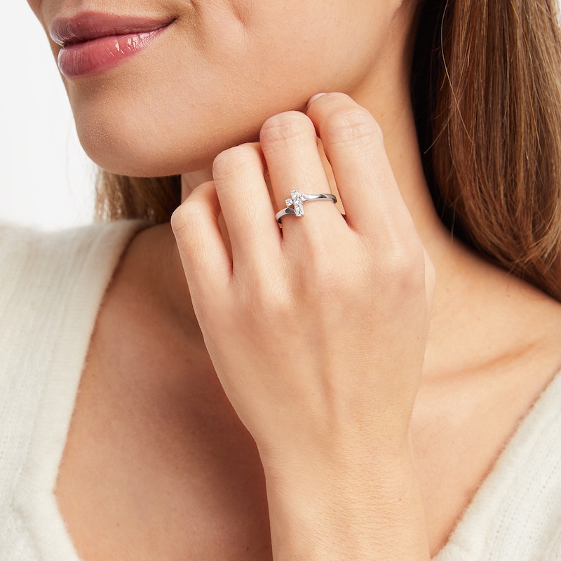 Main Image 2 of Cross Ring 1/5 ct tw Diamonds Sterling Silver
