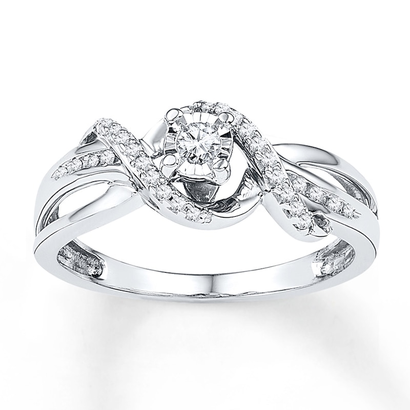 Main Image 1 of Diamond Wrap Promise Ring 1/6 ct tw 10K White Gold
