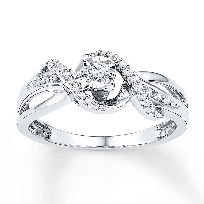 Promise Ring 1/6 ct tw Diamonds 10k White Gold