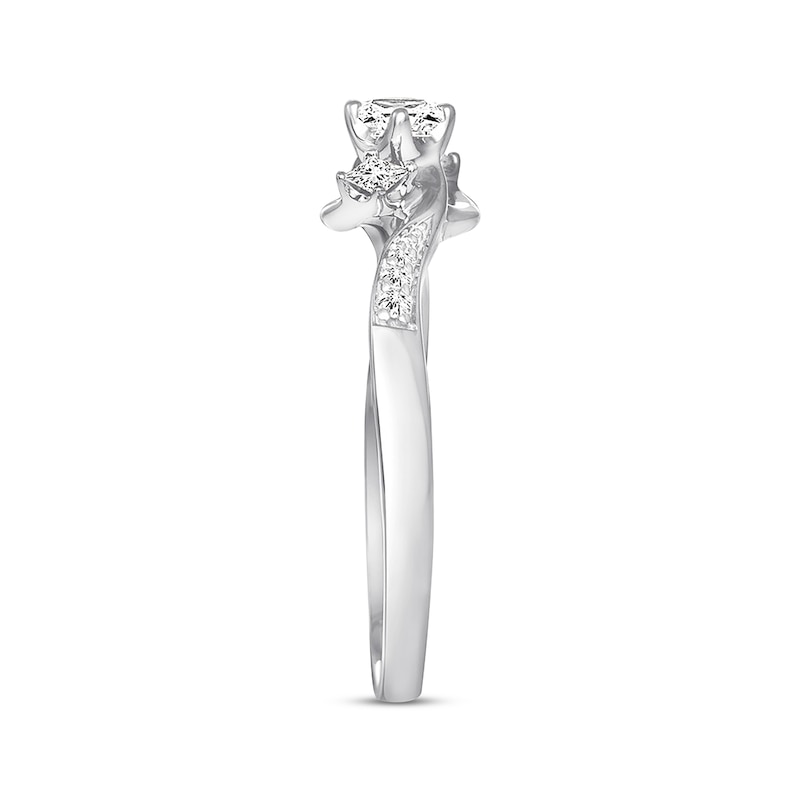 Main Image 2 of Princess-Cut Diamond Three-Stone Promise Ring 1/5 ct tw 10K White Gold