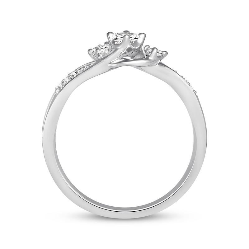 Diamond Promise Ring 1/5 ct tw Princess/Round 10K White Gold