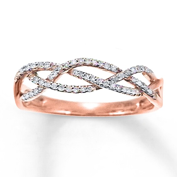 Now + Forever Diamond Braided Ring 1/6 ct tw Round-cut 10K Rose Gold