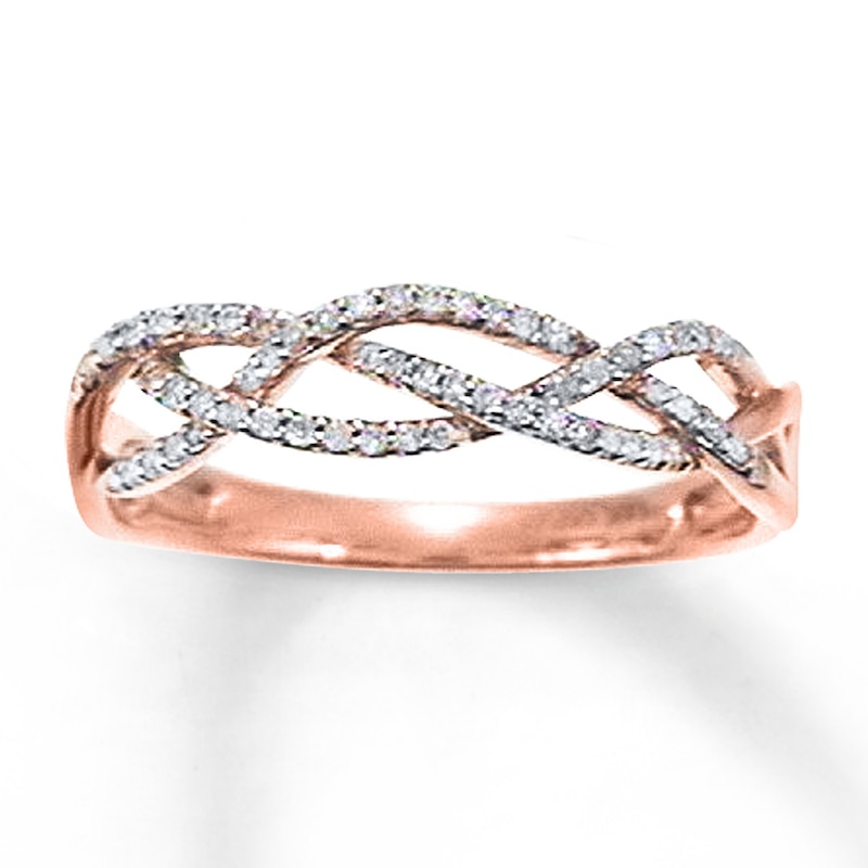 Diamond Braided Ring 1/6 ct tw Round-cut 10K Rose Gold