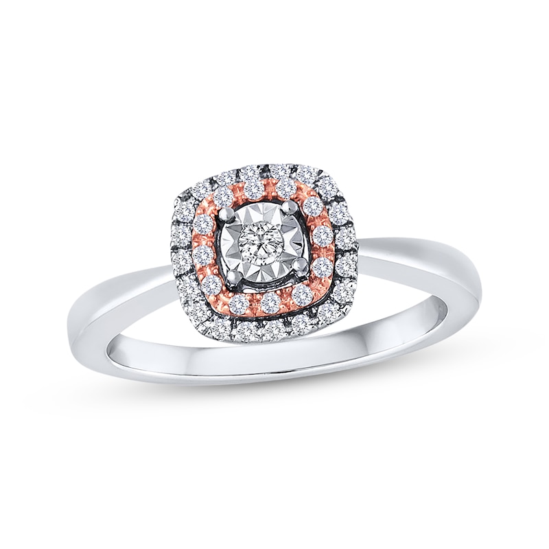 Diamond Ring 1/5 ct tw Round-cut Sterling Silver & 10K Rose Gold