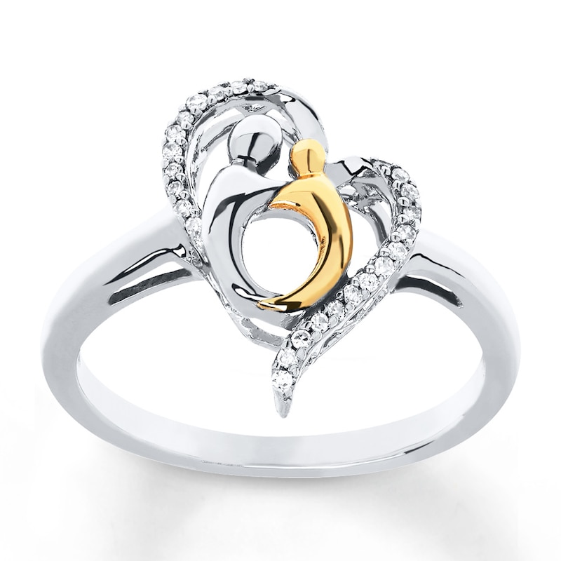 Main Image 1 of Mother & Child Ring 1/15 cttw Diamonds Sterling Silver & 10K Yellow Gold