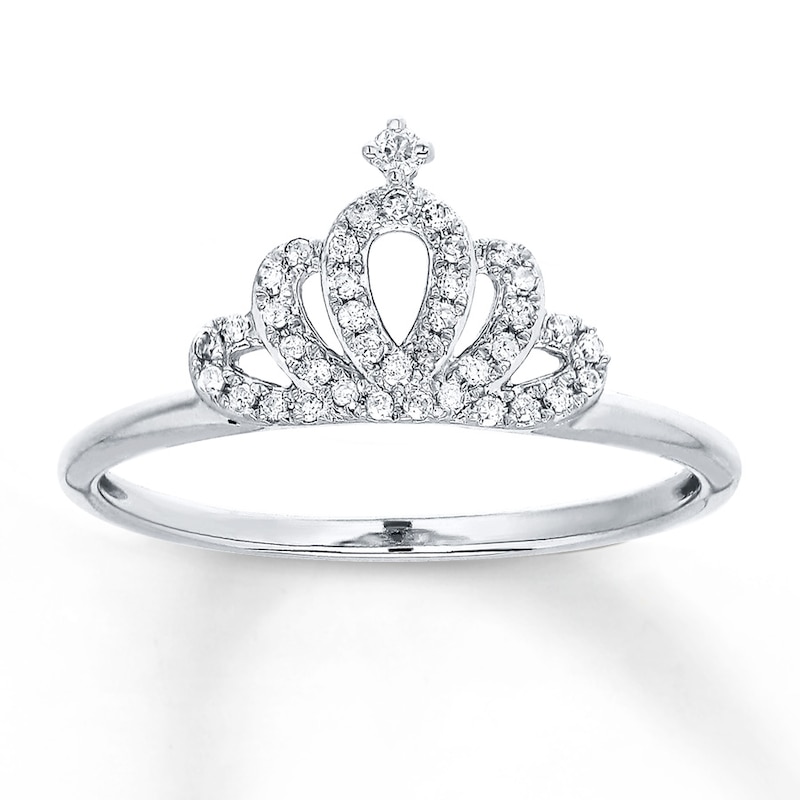 Main Image 1 of Crown Ring 1/8 ct tw Diamonds 10K White Gold