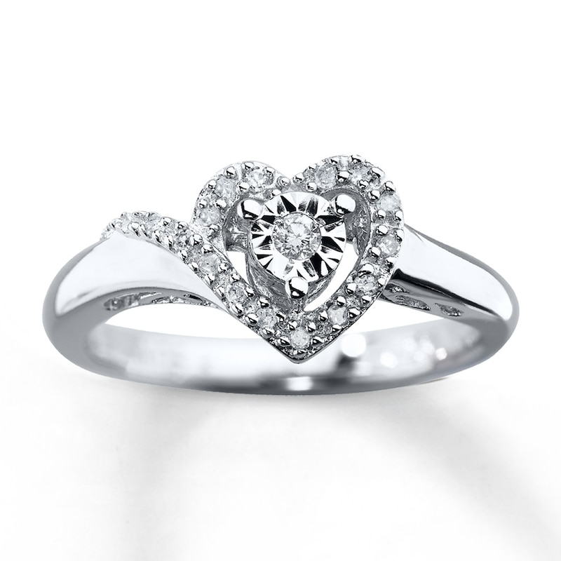 Main Image 1 of Diamond Heart Promise Ring 1/10 ct tw Sterling Silver