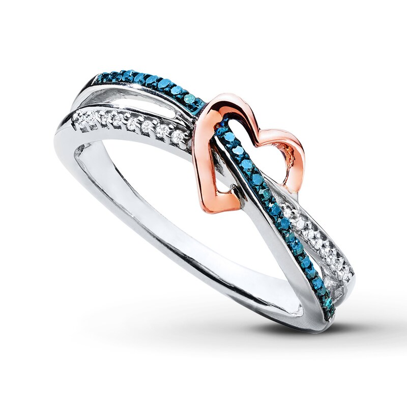 Heart Ring 1/6 ct tw Diamonds Sterling Silver & 10K Rose Gold