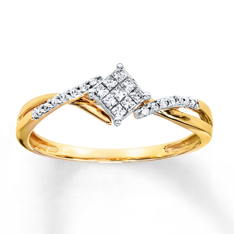 Diamond Promise Ring 1/6 ct tw Princess-cut 10K Yellow Gold