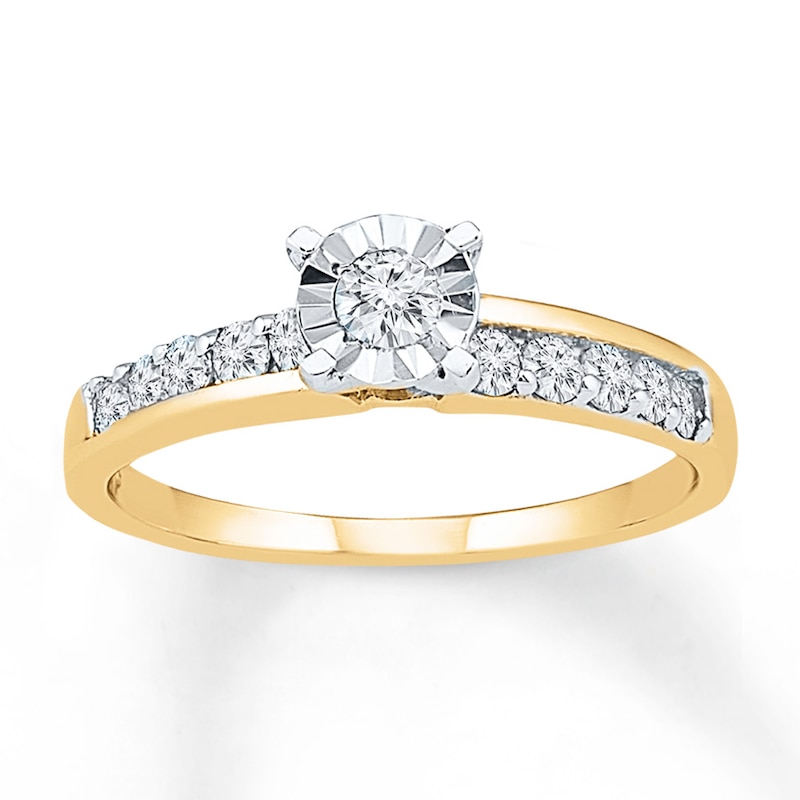 Main Image 1 of Diamond Asymmetric Promise Ring 1/2 ct tw 10K Yellow Gold