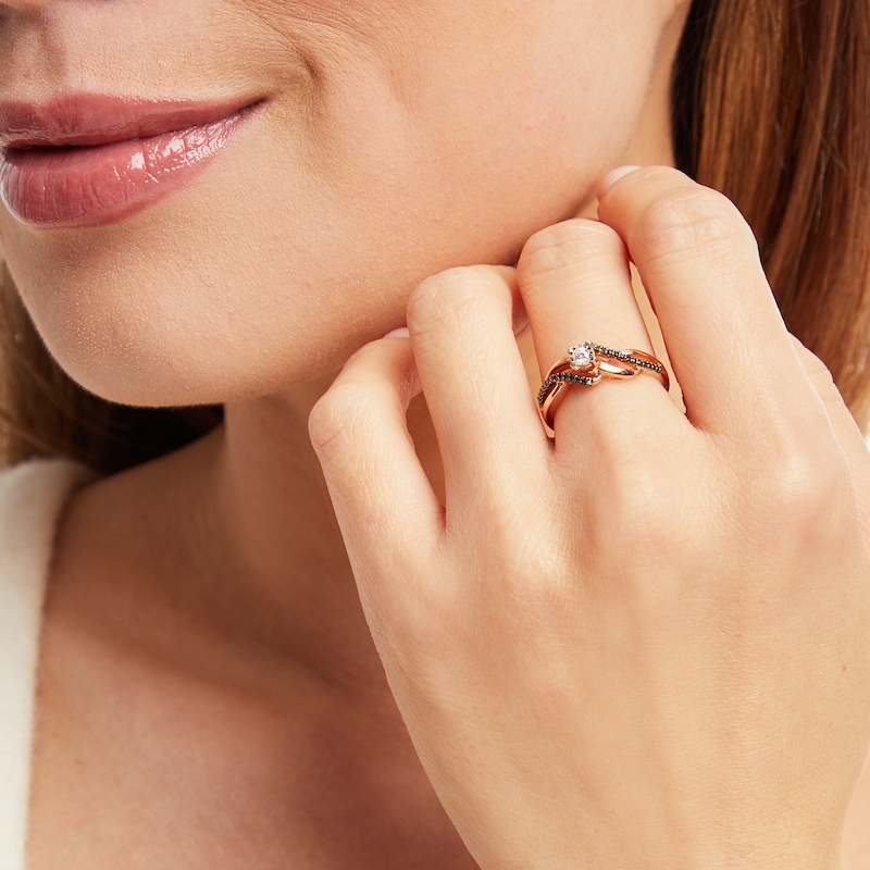 Main Image 2 of Black & White Diamond Promise Ring 1/6 ct tw 10K Two-Tone Gold