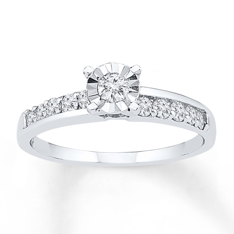 Main Image 1 of Diamond Asymmetric Promise Ring 1/2 ct tw 10K White Gold