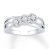 Thumbnail Image 1 of Diamond Halo Three-Stone Promise Ring 1/4 ct tw Sterling Silver