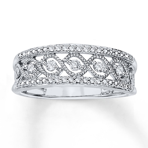Diamond Openwork Promise Ring 1/5 ct tw Sterling Silver