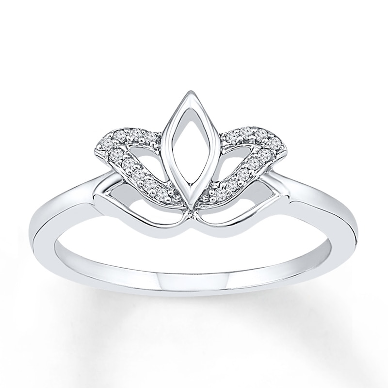 Main Image 1 of Lotus Flower Ring 1/20 ct tw Diamonds Sterling Silver