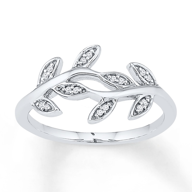 Main Image 1 of Leafy Vine Ring 1/20 ct tw Diamonds Sterling Silver