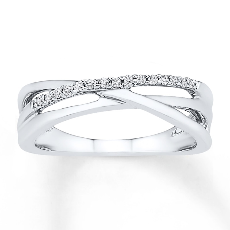 Main Image 1 of Diamond Midi Ring 1/20 ct tw Round-cut 10K White Gold