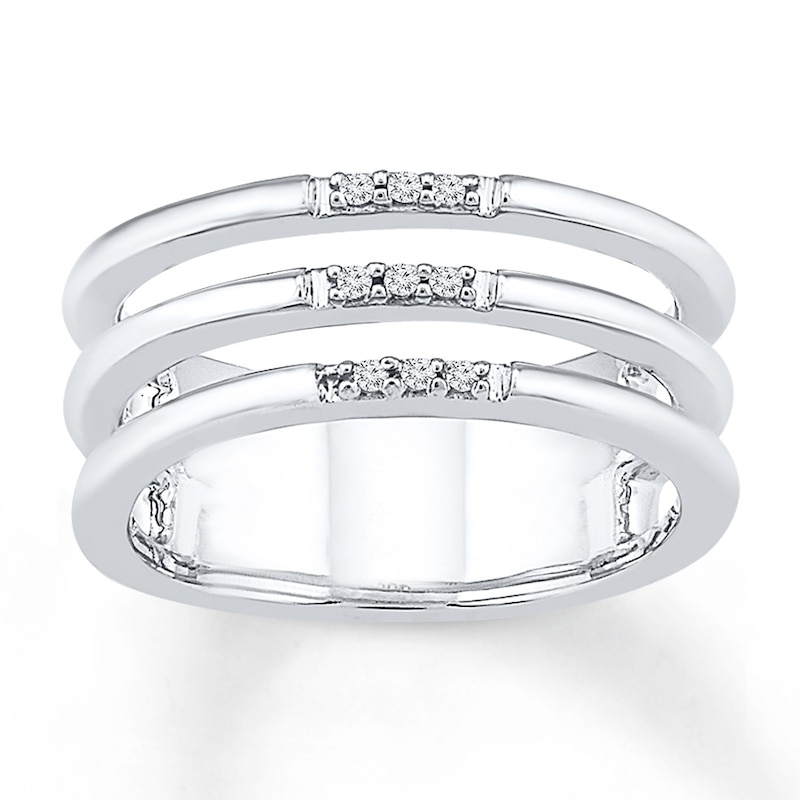 Main Image 1 of Triple Layer Midi Ring Diamond Accents Sterling Silver