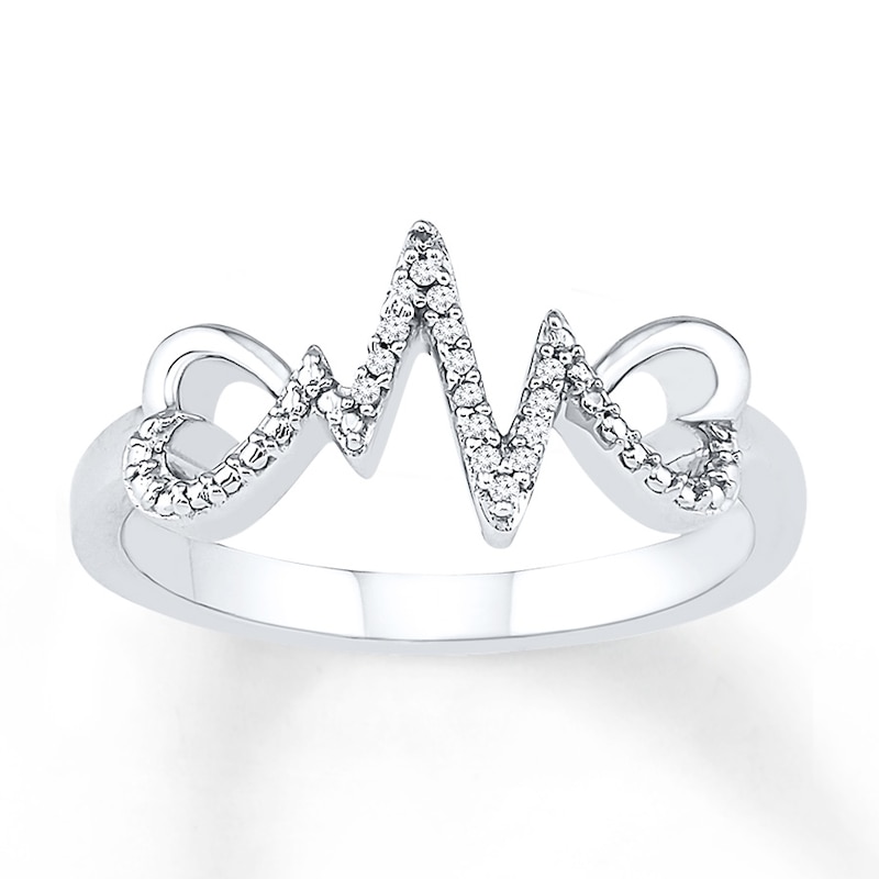 Heartbeat Ring 1/15 ct tw Diamonds Sterling Silver